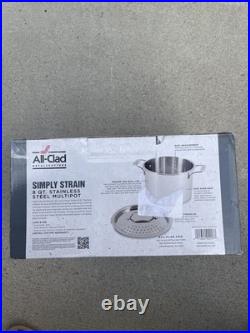 All-Clad All Clad Simply Strain Stainless Steel Stockpot With Lid 8 Quart NEW