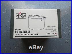 All-Clad BD55512 D5 12 QT Stockpot Brushed Stainless Steel 5-Ply Bonded