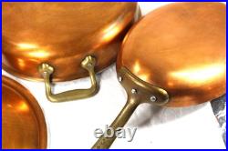 All Clad Copper Cop R Chef Stock Pot Brass Handle 3 Rivets Skillet Fry Pan VTG