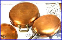 All Clad Copper Cop R Chef Stock Pot Brass Handle 3 Rivets Skillet Fry Pan VTG