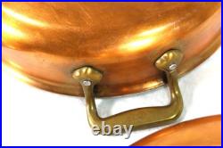 All Clad Copper Cop R Chef Stock Pot Brass Handle 3 Rivets Skillet Fry Pan VTG