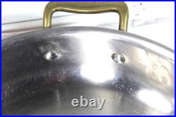 All Clad Copper Cop R Chef Stock Pot Brass Handle 3 Rivets Skillet Fry Pan VTG