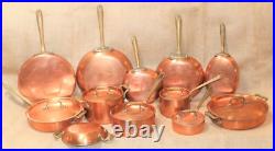 All Clad Copper Cop R Chef Stock Pot Brass Handle 3 Rivets Skillet Fry Pan VTG