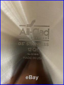 All-Clad D3 12 Qt Stock Pot polished Tri-Ply Stainless Steel(see Details)