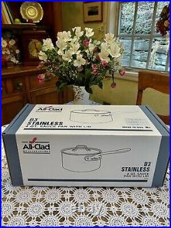 All-Clad D3 3-Ply Stainless 4 QT. Sauce Pan withlid- New In Box (Out Of Stock!)