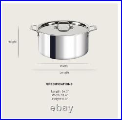 All-Clad D3 3-Ply Stainless Steel Stockpot with Lid 8 Quart New READ