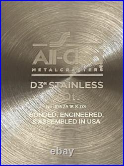 All-Clad D3 3-Ply Stainless Steel Stockpot with Lid 8 Quart New READ