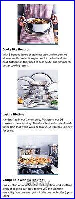 All-Clad D3 Stainless 3-Ply Bonded Cookware, Stockpot w Lid, 6 Quart, 4506