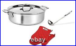 All-Clad D3 Stainless Steel 6 qt Soup Pot with All-clad ladle, Mitts and Lid