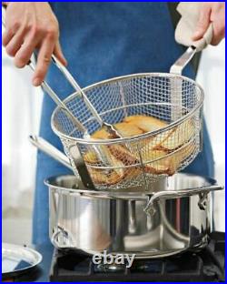 All-Clad D3 Stainless-Steel Deep 6-Qt. Sauté Pan with Fry Basket & Tongs