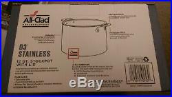 All Clad D3 Stainless Steel Stockpot Stock Pot withLid USA 4512
