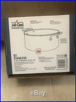 All Clad D3 Triply 6 Qt Stainless Steel Stockpot With Lid. New In Box