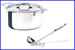 All-Clad D55508 D5 Polished Non-stick 5-Ply 8-qt Stock Pot with Lid & 14in Ladle