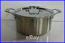 All Clad D5 8 Qt Stock Pot Brushed Stainless Steel with Lid Open Stock BD55508