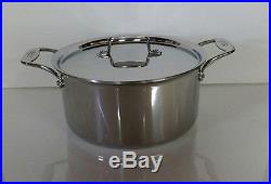 All Clad D5 8 Qt Stock Pot Polished Stainless Steel with Lid Open Stock