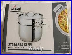 All-Clad E414S6 Stainless Steel Pasta Pot and Insert Cookware 6-Quart NEW