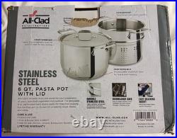 All-Clad E414S6 Stainless Steel Pasta Pot and Insert Cookware 6-Quart NEW