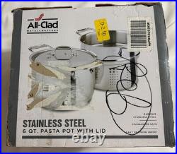 All-Clad E414S6 Stainless Steel Pasta Pot and Insert Cookware 6-Quart NEW