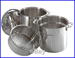 All-Clad E796S364 Specialty Stainless Steel Stock Pot 12 qt Multi Cooker 3 piece