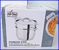 All Clad Gourmet 6 Quart Multi Pot w Perforated Steel Pasta & Steamer Basket NIB