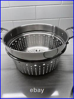 All Clad HA1 8 Qt Anondized Stock Pot With Lid And Stainless Steel Strainer