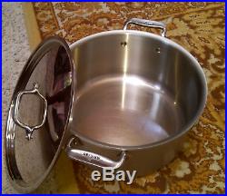 All Clad Master Chef Cookware 8 qt Stock Pot & Lid Stainless Steel USA
