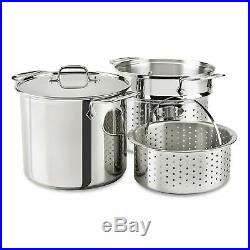 All-Clad Multicooker 8 qt. Stainless Steel Covered Stock Pot Steamer Insert