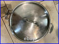 All-Clad POLISHED STAINLESS STEEL 6QT COVERED STOCK POT, PREOWNED, GREAT SHAPE