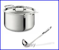 All-Clad SD55508 D5 Polished 5-Ply 8-qt Stock Pot with & 14-in All-clad Ladle