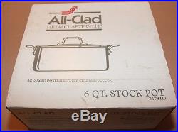 All Clad Stainless 6 Qt STOCK POT with LID Item # 5506 Tri Ply Stainless