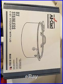 All Clad Stainless 6 Quart Stock Pot With Lid Stainless D3 line #4506 NEW