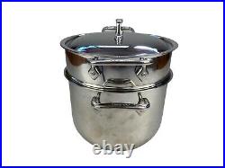 All Clad Stainless Steel 6 Quart Pasta & Stock Pot With Lid & Strainer EUC