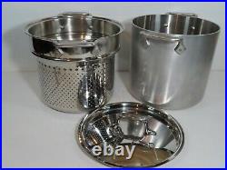 All-Clad Stainless Stew Stock Pot Pasta Strainer & Lid Master Chef Heavy Duty