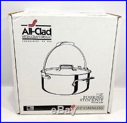 All-Clad USA D5 Stainless Steel 7 Quart Pouring Stock Pot With Lid SD55207P NIB