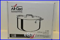 All Clad d5 Brushed Stainless 8 Qt STOCK POT with LID Item # BD55508 5 Ply