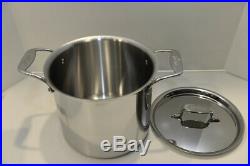 All Clad d5 Polished Stainless 7 Qt STOCK POT with LID 5 Ply in Box SD 55507