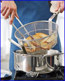 All-Clad d5 Stainless-Steel Deep 6-Qt. Sauté Pan with Fry Basket & Tongs