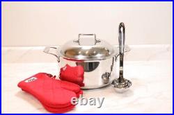 All-clad D5 Polished 8 qt Ultimate Soup Pot with Dome Lid, Ladle & Mitts