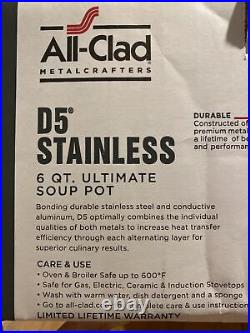 All-clad D5 Stainless Polished 5-ply 6 qt Ultimate Soup Pot with lid And Ladle