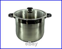 Alpha 5520 Stainless Steel Stock Pot with Glass Lid 20-Quart Alpha