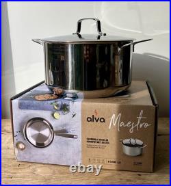 Alva Stainless Steel Maestro Stock Pot 9.5 24cm 5 Quart Belgian lid NEW in box