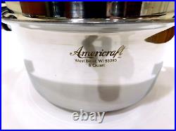 Americraft 8 Qt Stock Pot & Dome LID 7ply Surgical Stainless Steel Waterless USA