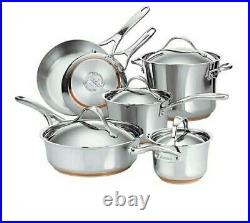 Anolon Nouvelle Copper Stainless Steel Cookware Pots and Pans Set, 10 Piece