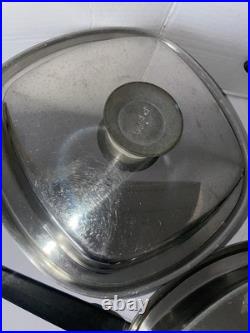 Aristo-Craft 8 Pc Stainless Steel Square Cookware Stock Pot Sauce Pans & Lids