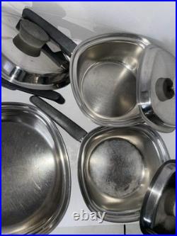 Aristo-Craft 8 Pc Stainless Steel Square Cookware Stock Pot Sauce Pans & Lids