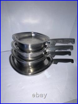 Aristo-Craft 8 Pc Stainless Steel Square Cookware Stock Pot Sauce Pans & Lids