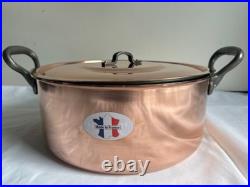 BAUMALU Copper Stock Pot With Lid 7.5 qt Made in France New