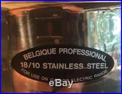 BELGIQUE 18/10 Stainless Steel 6qt. Stock Pot, Pasta Insert, Lid Made In Belgium