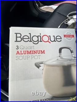 BELGIQUE Stainless Steel Cookware Sauce / Soup Pot with Glass Lid 3 Qt