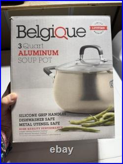 BELGIQUE Stainless Steel Cookware Sauce / Soup Pot with Glass Lid 3 Qt